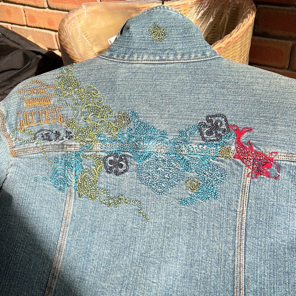 Chicos Embroidered Jean Style Jacket